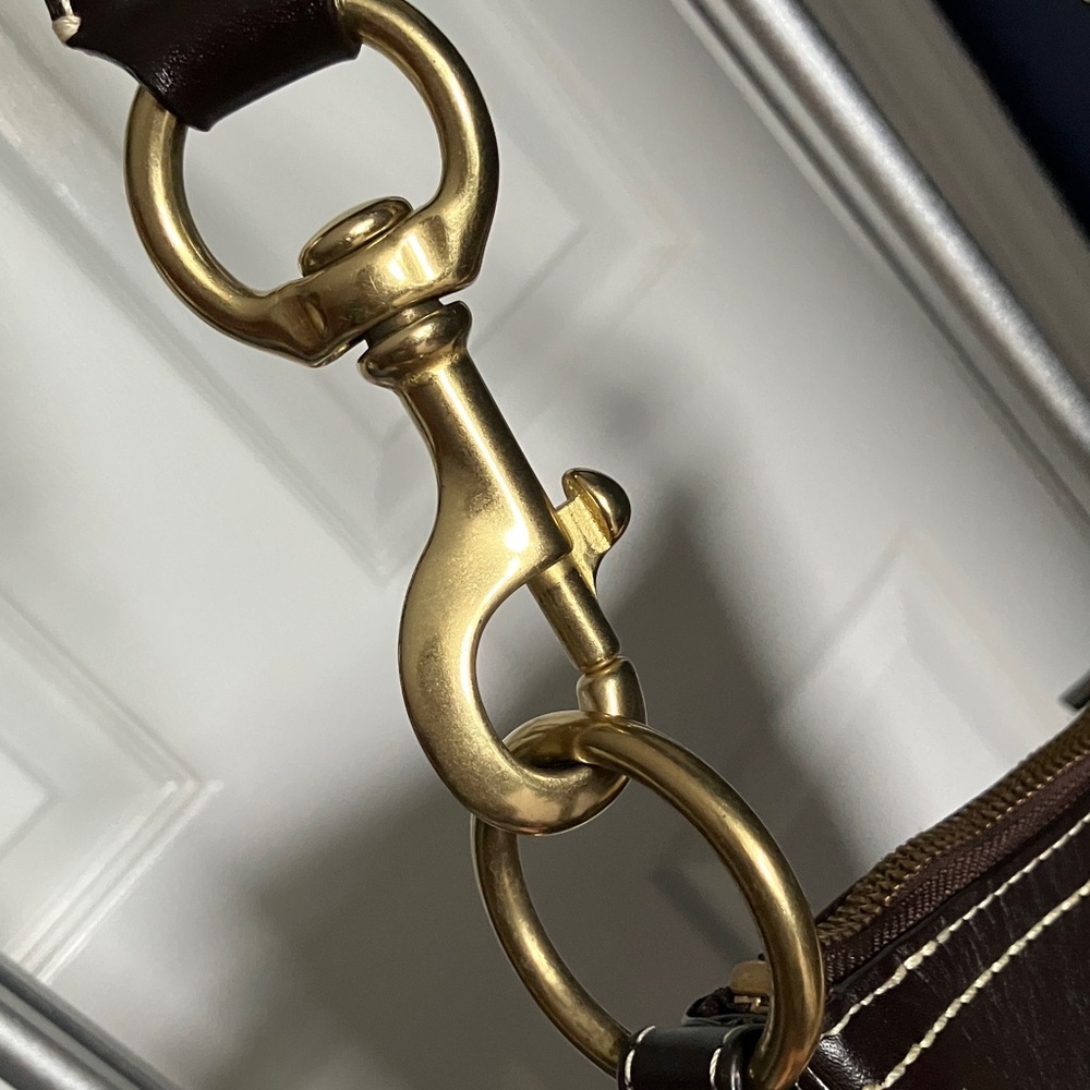 Coach Vintage F10387 Patchwork Signature Suede Leather Shoulder Handbag Gold - Picture 6 of 16